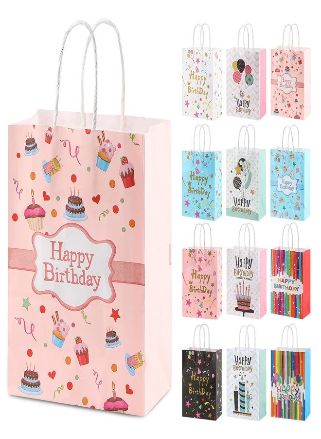 Motroce 36 PCS Happy Birthday Gift Bags with Handle 8.2 x 5.9 x3.1 inches Colorful Paper Bags, Reusable Party Favor Bags Goodie Bags for Birthday Party Gifts(12 Style) - Image 1